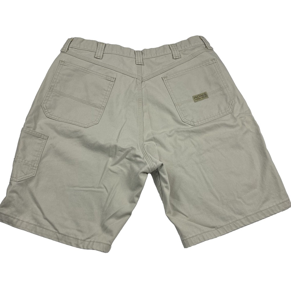 Wrangler Vintage Shorts Mens 34"x9" Tan Cargo Work Gorpcore Chore‎ Casual Denim - Picture 2 of 5
